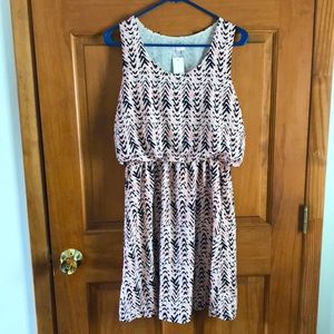 Stitch Fix Pixley Marie Abstract Chevron Blouson Dress Pink White Black Med NEW